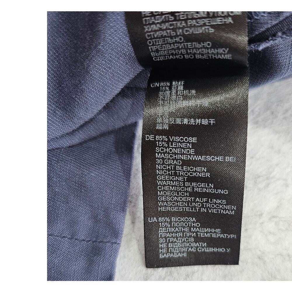 Reiss Emi Linen Blend V Neck Top, Ladder Cut Out Bars, Blue, Sz 2 - Picture 8 of 11